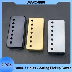 2Pcs Brass 7 Hole 7-String Pickup Humbucker Cover 80*39mm Pole Spacing 58/62mm LP Electric Guitar Chrome Black Gold for Choose