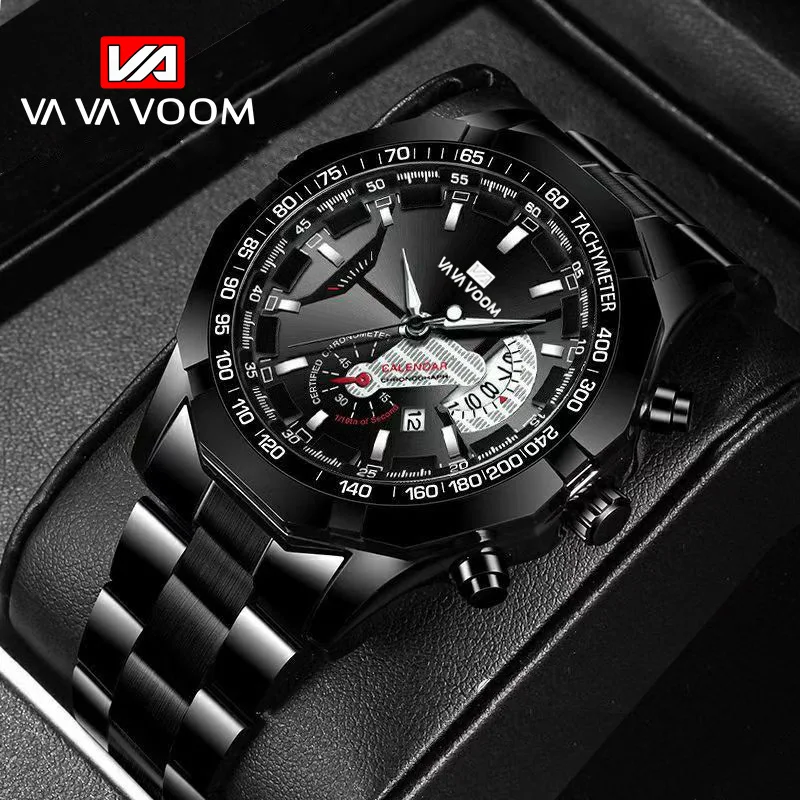 Luxury Analog Waterproof Men's Watch reloj hombre Large Dial Quartz watches for men Stainless Steel Band relogios masculino