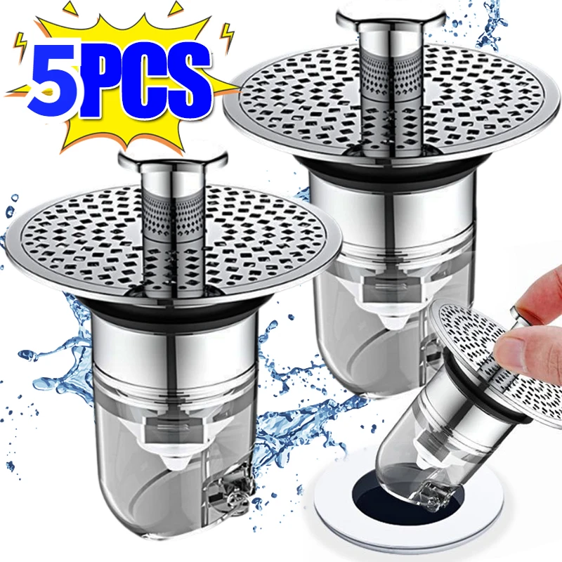 

5/1PC Universal Bathroom Basin Pop-Up Bounce Core Sink Hair Catcher Drain Filter Bathtub Stopper Basin Strainer Bath Accessories