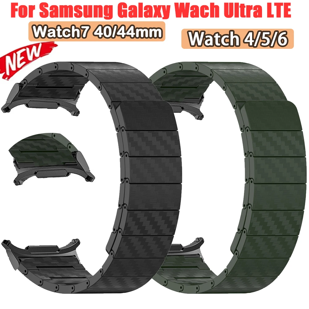 

For Samsung Watch Ultra 47mm Magnetic Band Carbon Fibre Strap For Samsung Watch 4 5 6 40mm 44mm Watchband Men Business Bracelet