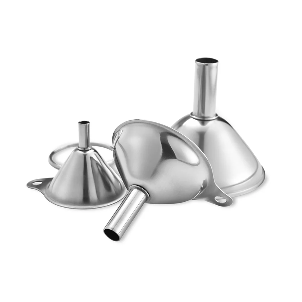 

3PCS Stainless Steel Funnel Spices Essentail Oil Flask Funnel Water Filter Funnel for Home Kitchen