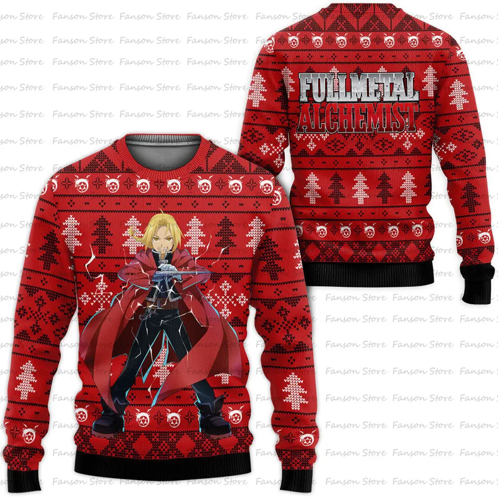 Pull de Noël Fullmetal Alchemist Alt en-ly pour hommes et femmes, pull de dessin animé, sweat à capuche Anime, mode printemps et