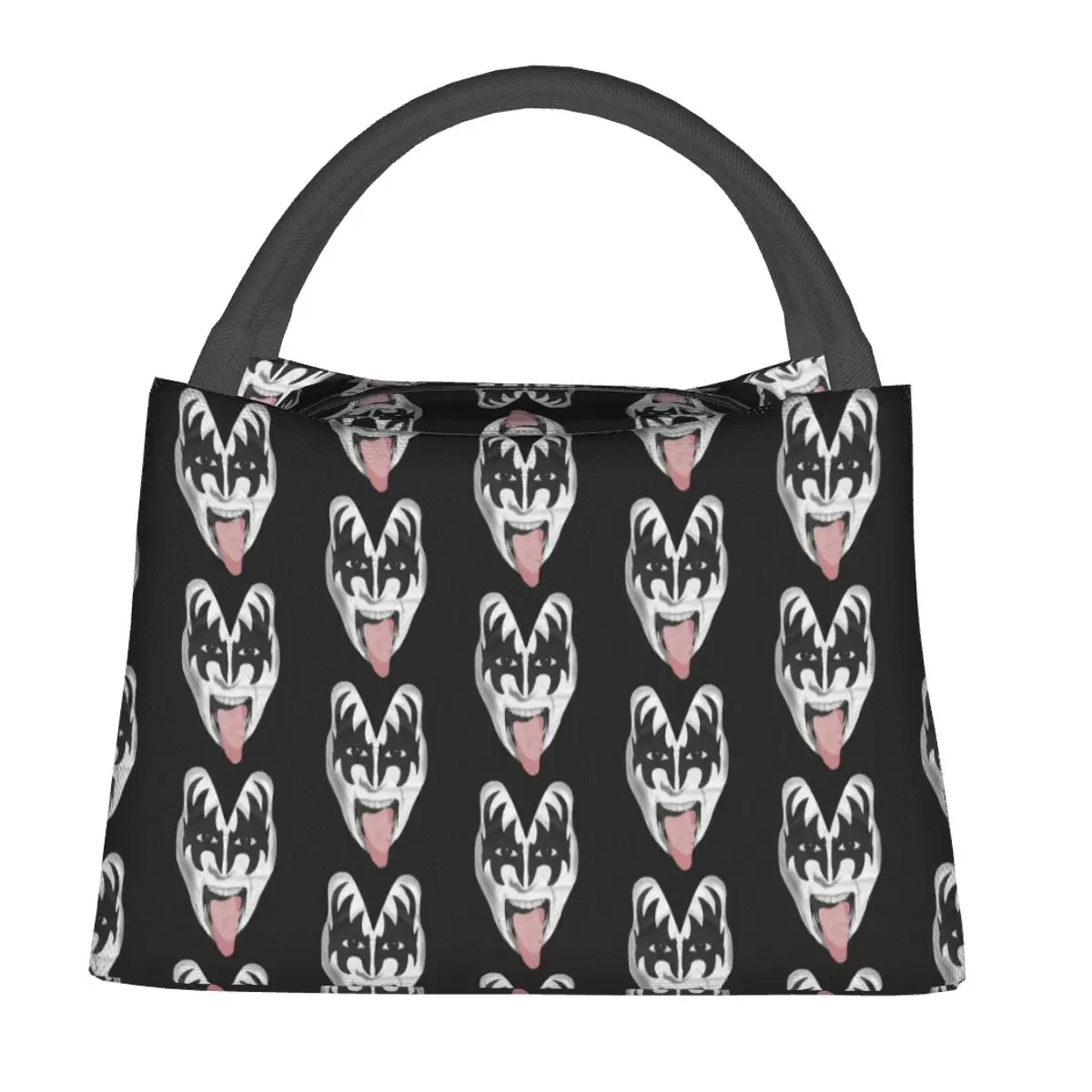 Kiss Music Band Lunch Bag Demon Face Casual Lunch Box For Unisex Outdoor Picnic Portable Cooler Bag Print Tote Food Bags