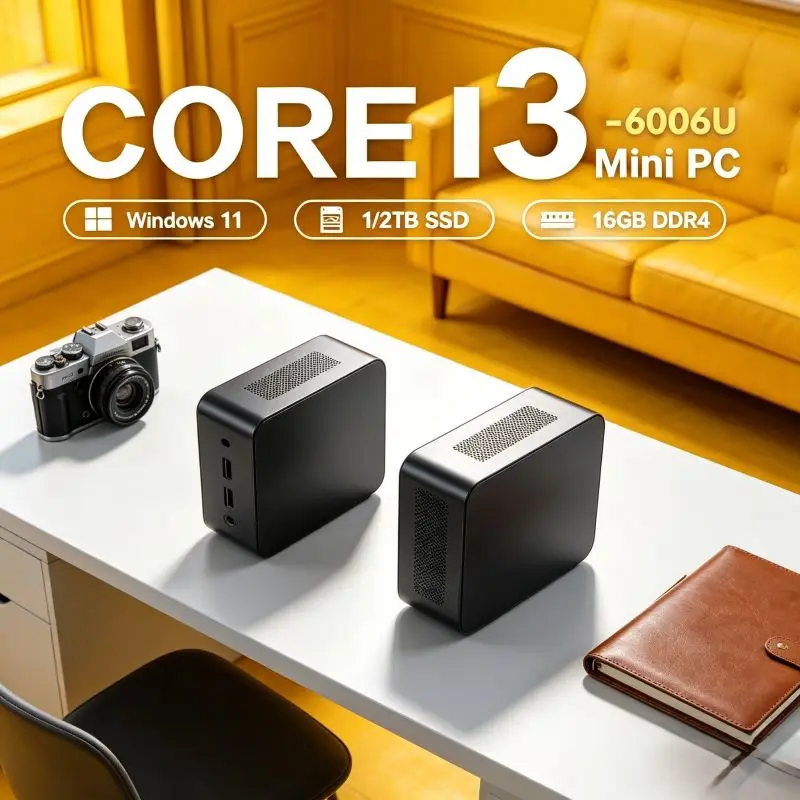 Mini PC de Escritorio de Bolsillo con CPU Intel Core I3-6006U, Sistema Operativo Windows 11, 32 GB de RAM, SSD de 1 TB/2 TB, WiFi 6, BT 5.2 y Video HD 4K Estable