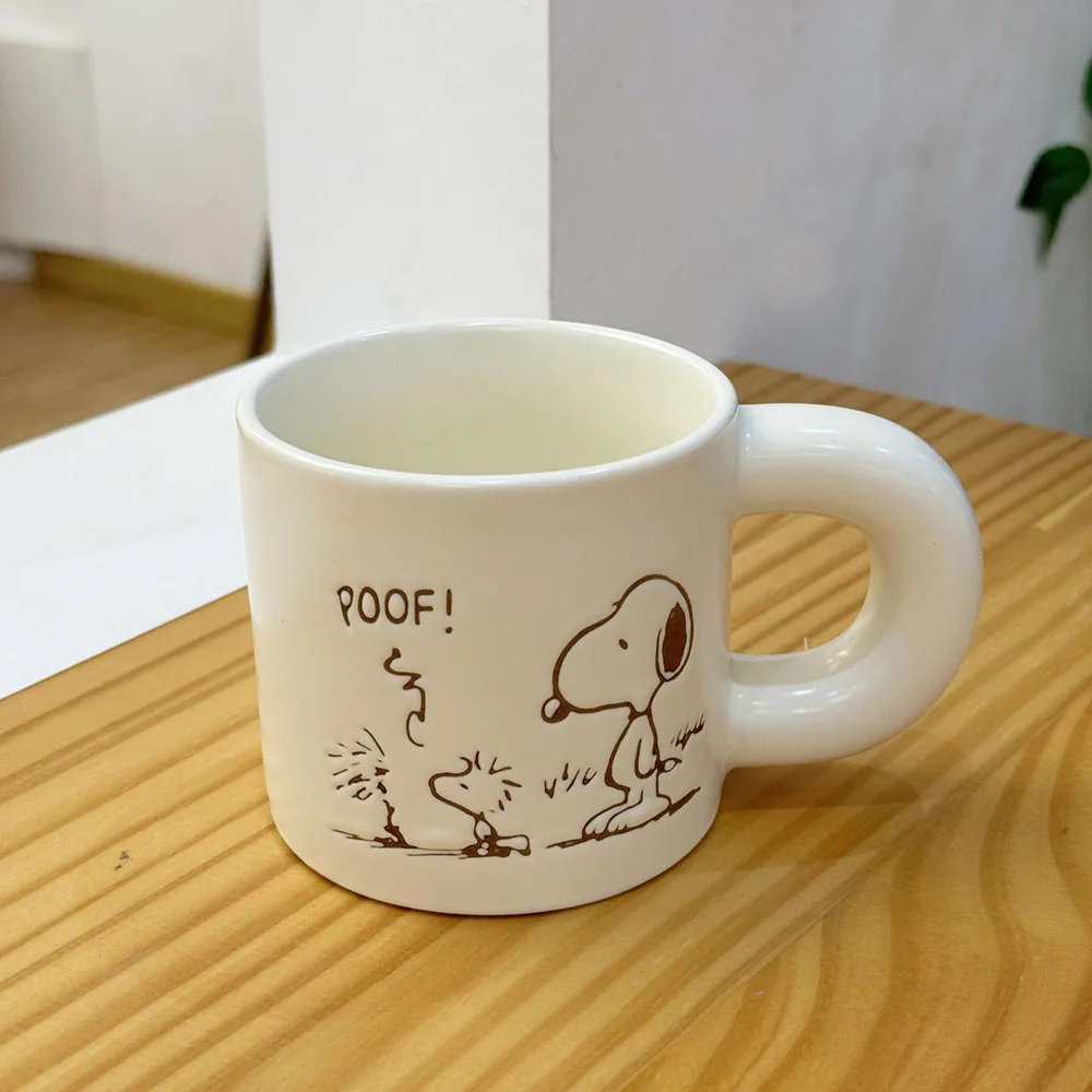 340Ml Anime Snoopy Coffee Mug Kawaii Couple Style Ceramic Water Cup Cartoon Breakfast Cup Children's Milk Cup Birthday Gift