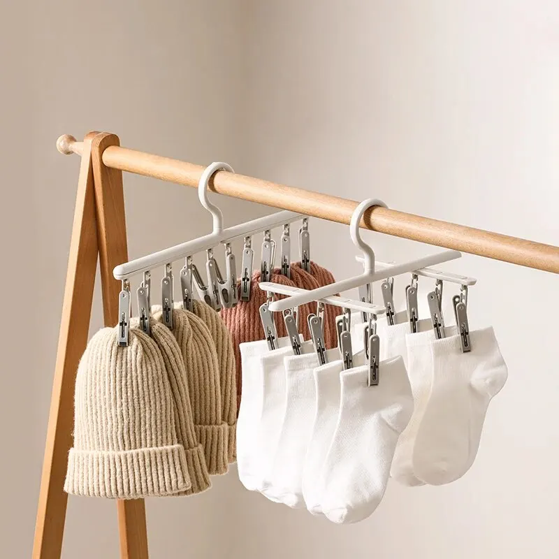 Socks Drying Rack with 10 Clips, Multi-Function Dormitory Student Home Balcony Drying Clips, Underwear Drying Clips