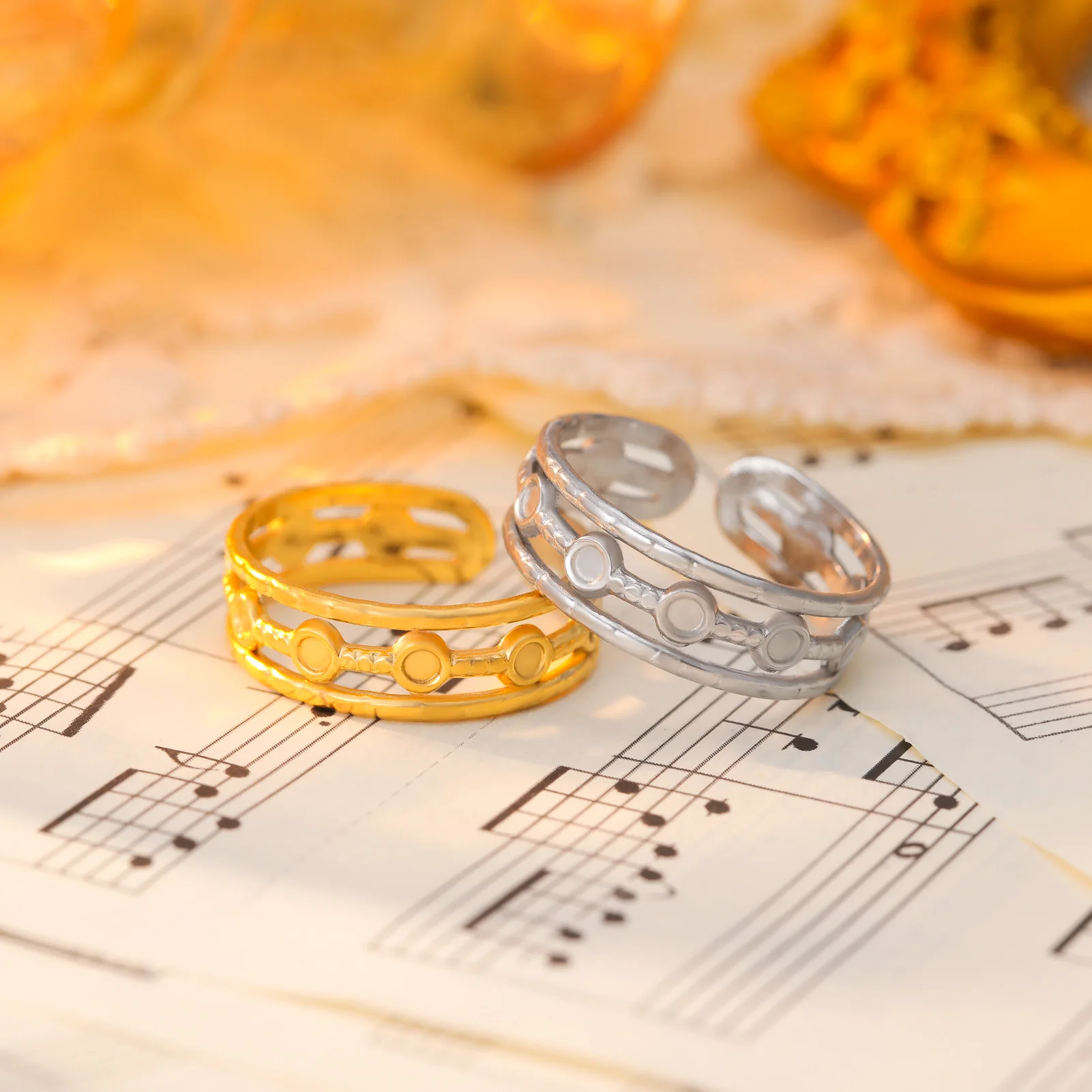 Unift Minimalist Stainless Steel Stacked Ring Women Open Ring Fashion Trendy Jewelry Wedding Band Finger Accessories Wholesale
