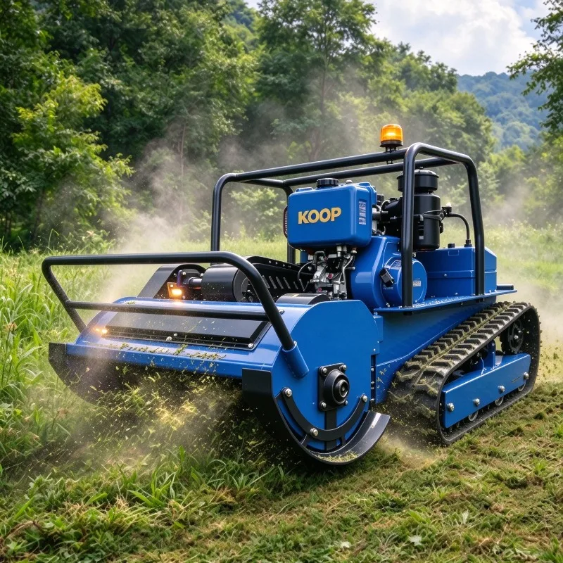 Remote Control Crawler Lawn Mower Petrol Grass Cutter for Hillside Orchard Farm, All-Terrain Tracked RC Weed Mower