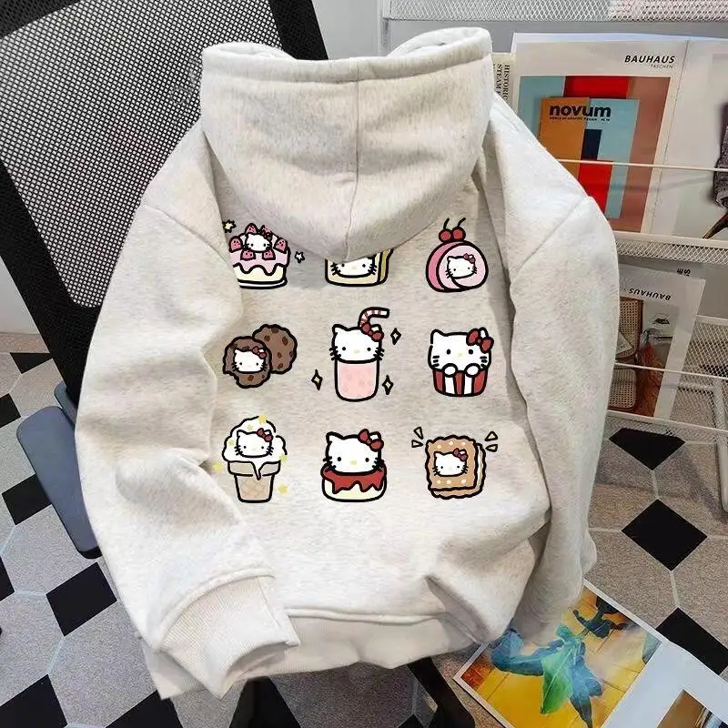 Y2K レディース スウェットシャツ かわいい キティ猫柄 パーカー レディース 韓国風 秋冬新作 暖かい ゆったりトップス