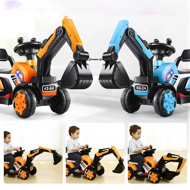 Children\'s electric car toy engineering car old toy battery double drive with remote control knight excavator Russia free shipp