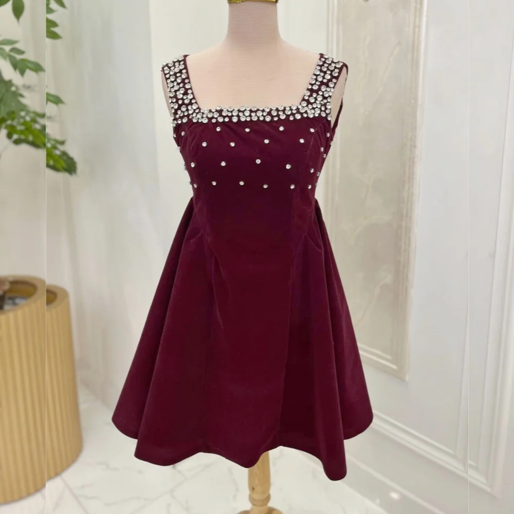 

Customized Square Neck Charming Glitter A-line Short Dresses Women's Evening Dress Bespoke Occasion Elegant Party Wedding
