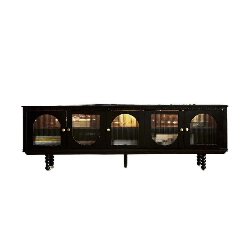 

French solid wood TV cabinet floor storage locker, integrated living room home American light luxury retro cabinet