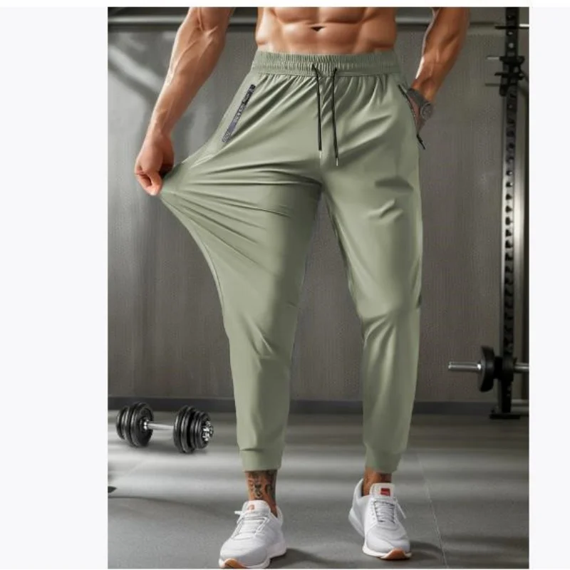 Summer Nylon Pants Men's Thin Breathable Plus Size XXXL Casual Stretch Sports Pants Quick-drying Trousers Black Grey