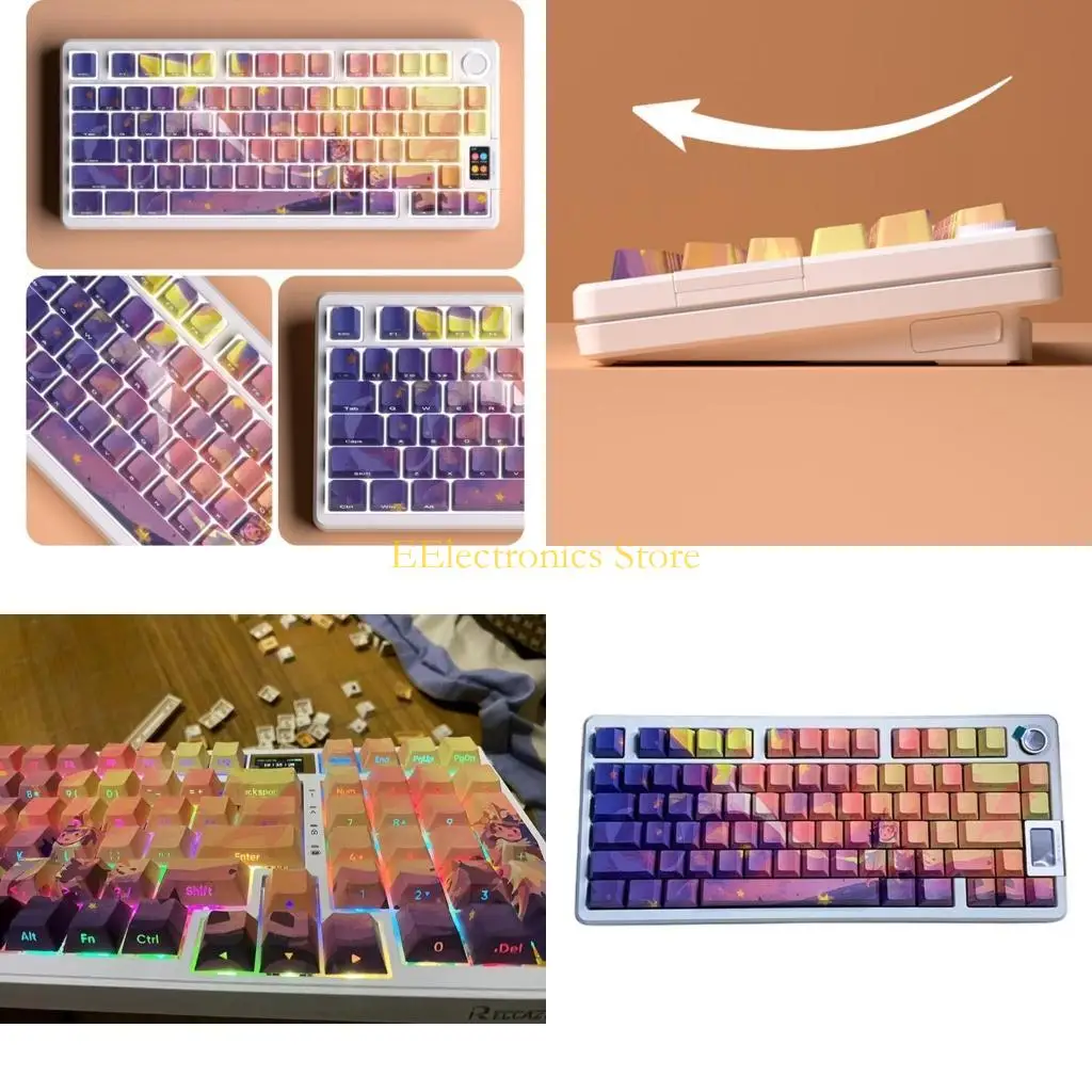 

B03C Thick PBT Backlit Keycap 134Keys DyeSub CherryProfile Keycaps for Game Mechanical Keyboard Switches Oil-Resistant