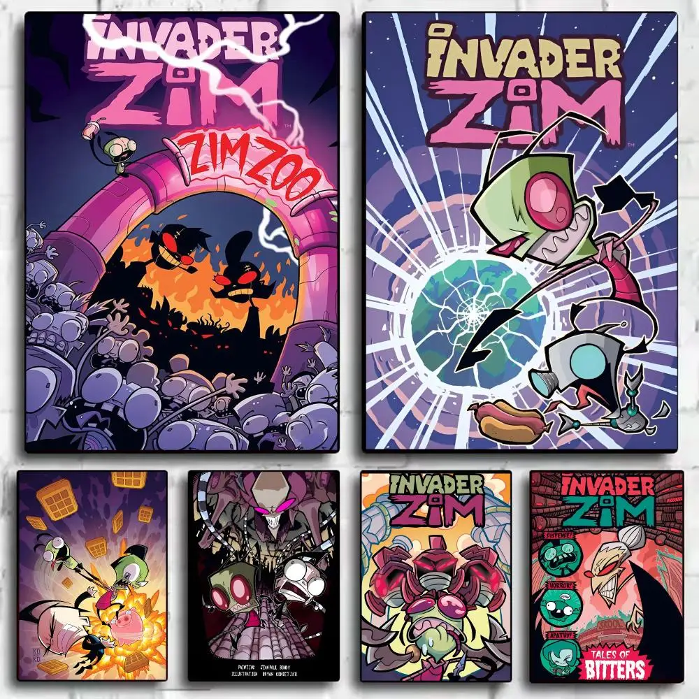 Cartoon Invader Zim Poster Decorative Wall Sticker Mural Photo Print for Bedroom Living Room Hallway Home Decor Gift