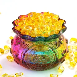 1pc Crystal Lucky Bag Money Box Ornament Home Feng Shui Decor Glaze Treasure Bowl Cornucopia Craft for Housewarming Opening Gift
