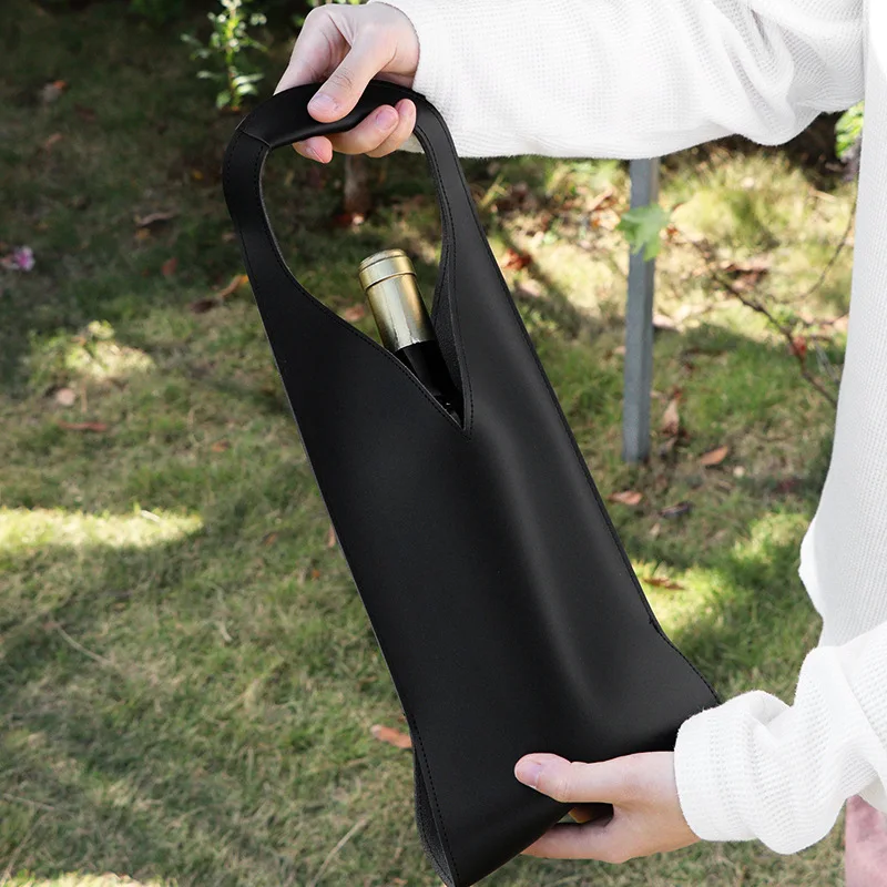 

PU Leather Red Wine Protective Case, Single Red Wine Hand-held Storage Bag, High-end Champagne Wine Storage Gift Bag