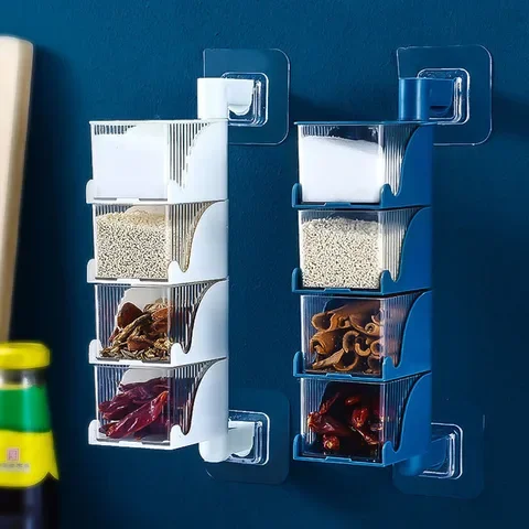 

Spice Bottle Rotating Multi-Layer Kitchen Organizer Storage Rack Wall Shelf Home Seasoning Jar Hanging Salt Shaker Box