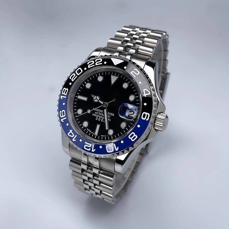 YM Style 40mm Mens Wristwatch, Bidirectional Rotate Bezel, Luminous Dial & Sapphire Crystal, Jubilee Bracelet for NH35 Movement