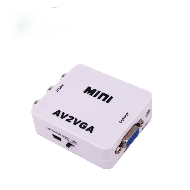 Видеоконвертер AV в VGA HD Mini Av2vga Small White Box AV в VGA Видеоконвертер 1080p Plug and Play VCD/DVD