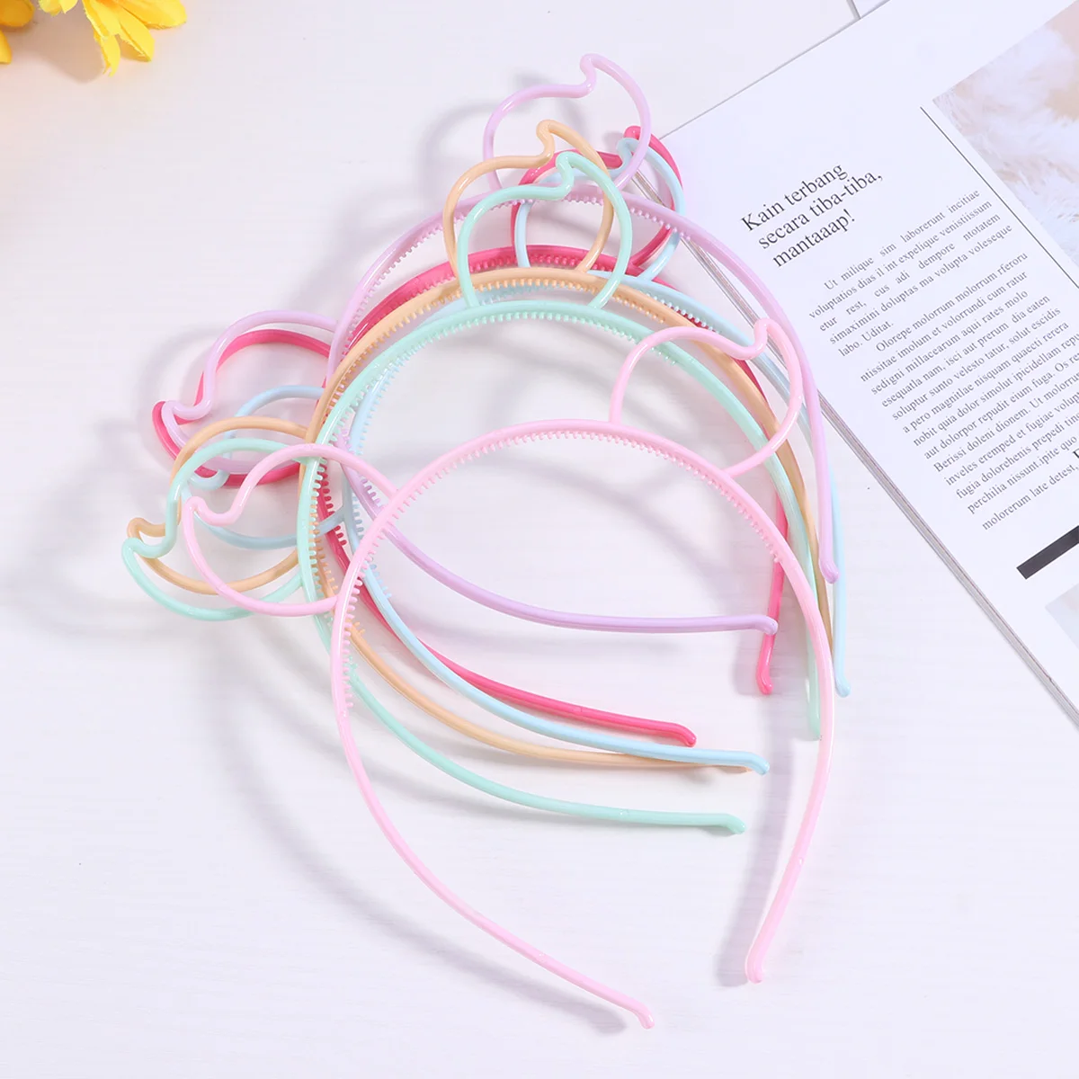 

12pcs Pig Ears Plastic Headbands Animal Ears Headband For Children Creative Party Accessories Assorted Colors Face Washing