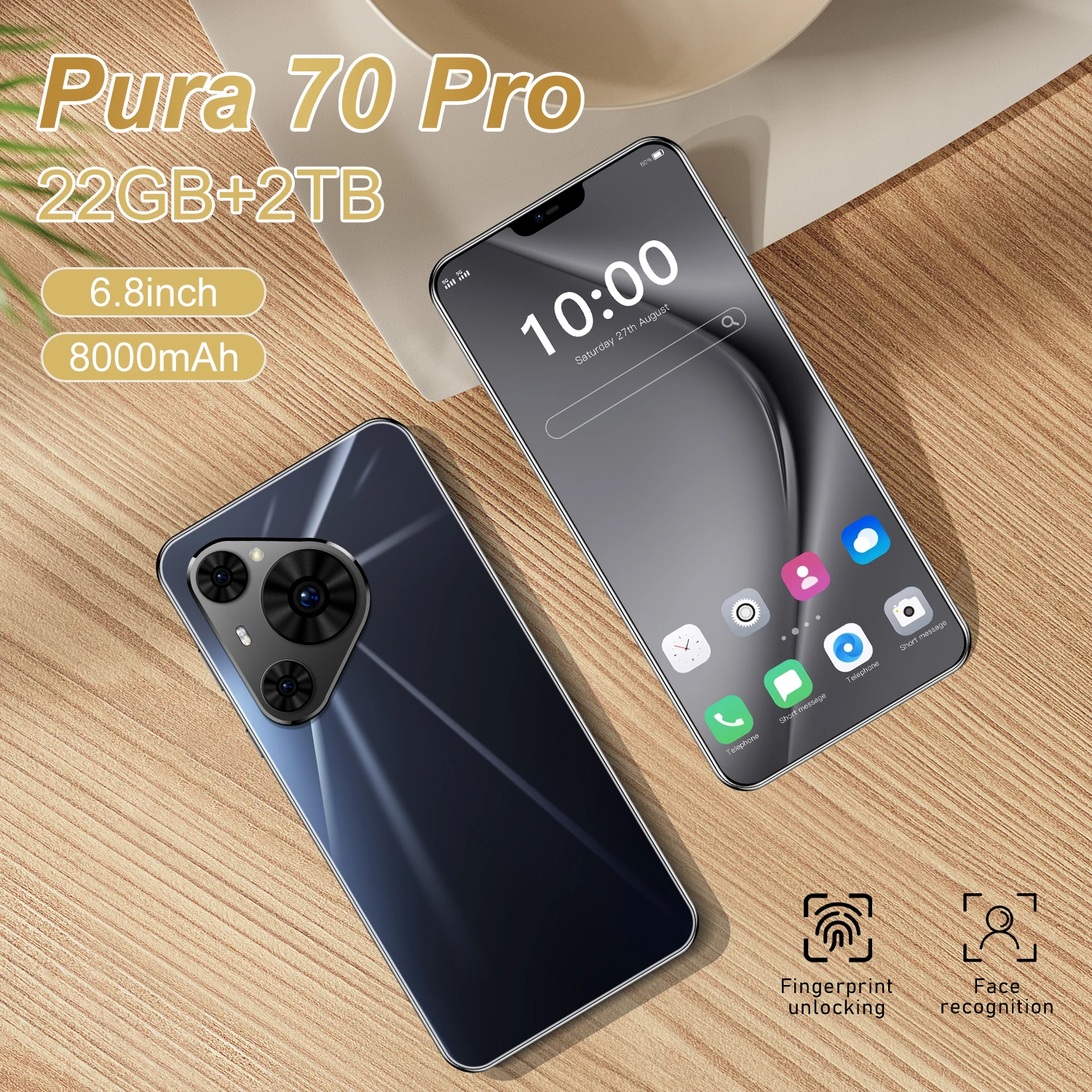 

Original Pura 70 Pro 6.8 inch HD Screen Dimensity 9300+ 108MP Android 120Hz 8000mAh 5G Smartphone Global Version Unlock Celular