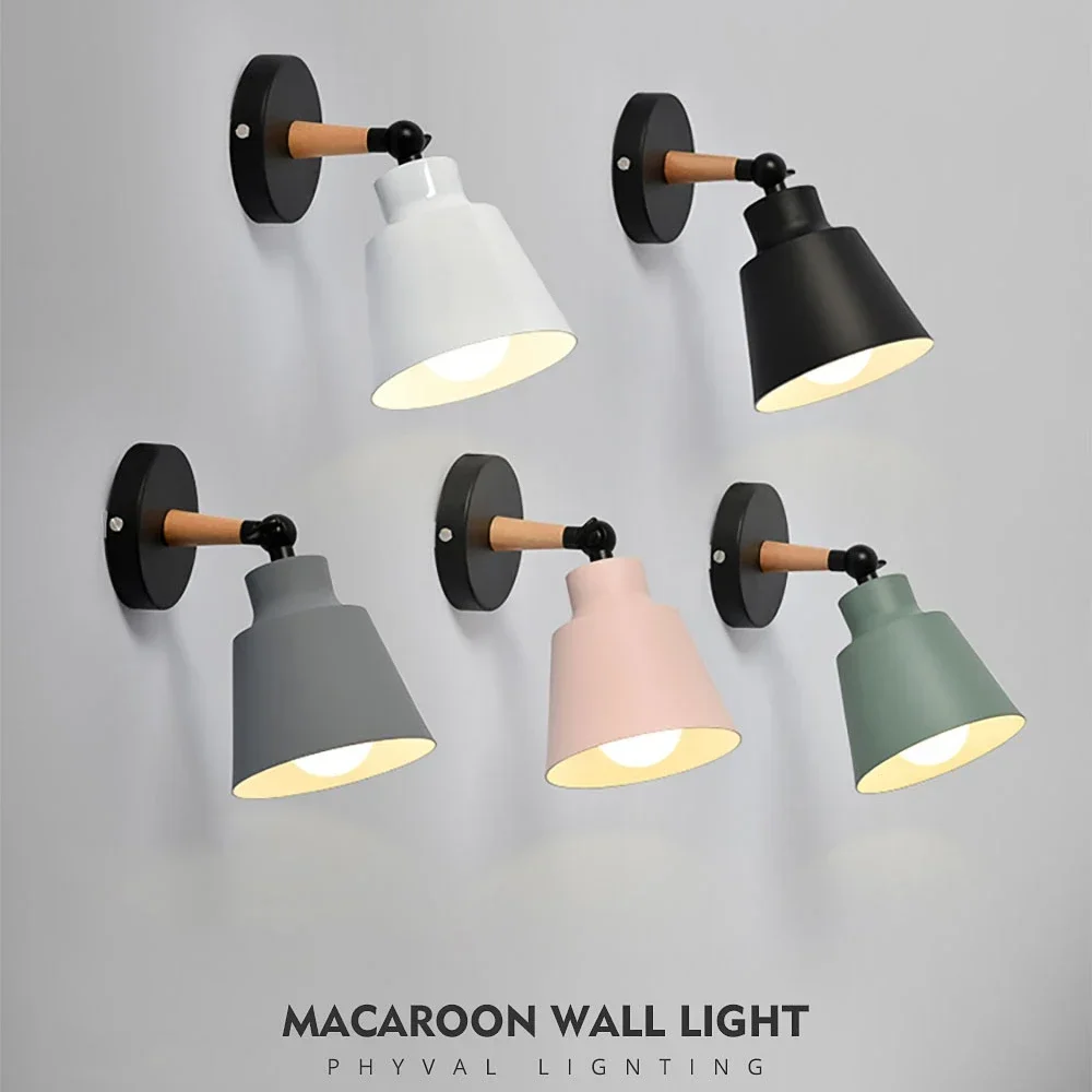 Macaron Wall Lamp Nordic Log Color Bedroom Corridor Living Room Background Wall Decoration Children's Room Lamps Bedside Lamp