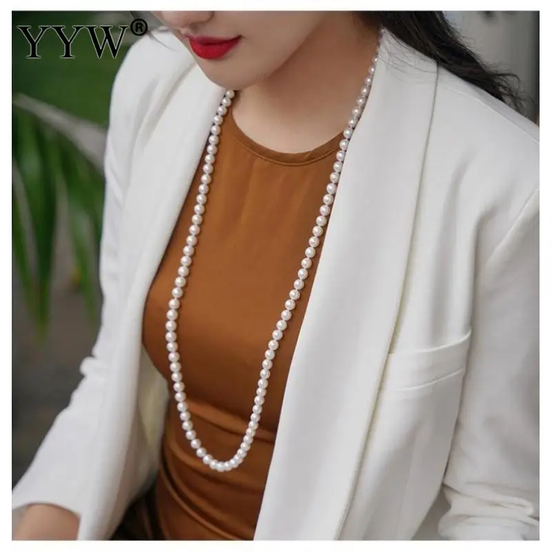 Luxury Pearl Necklace Natural Freshwater Pearls Fashion Long Sweater Chain For Women Engagement Gift Sold Per 92cm Strand