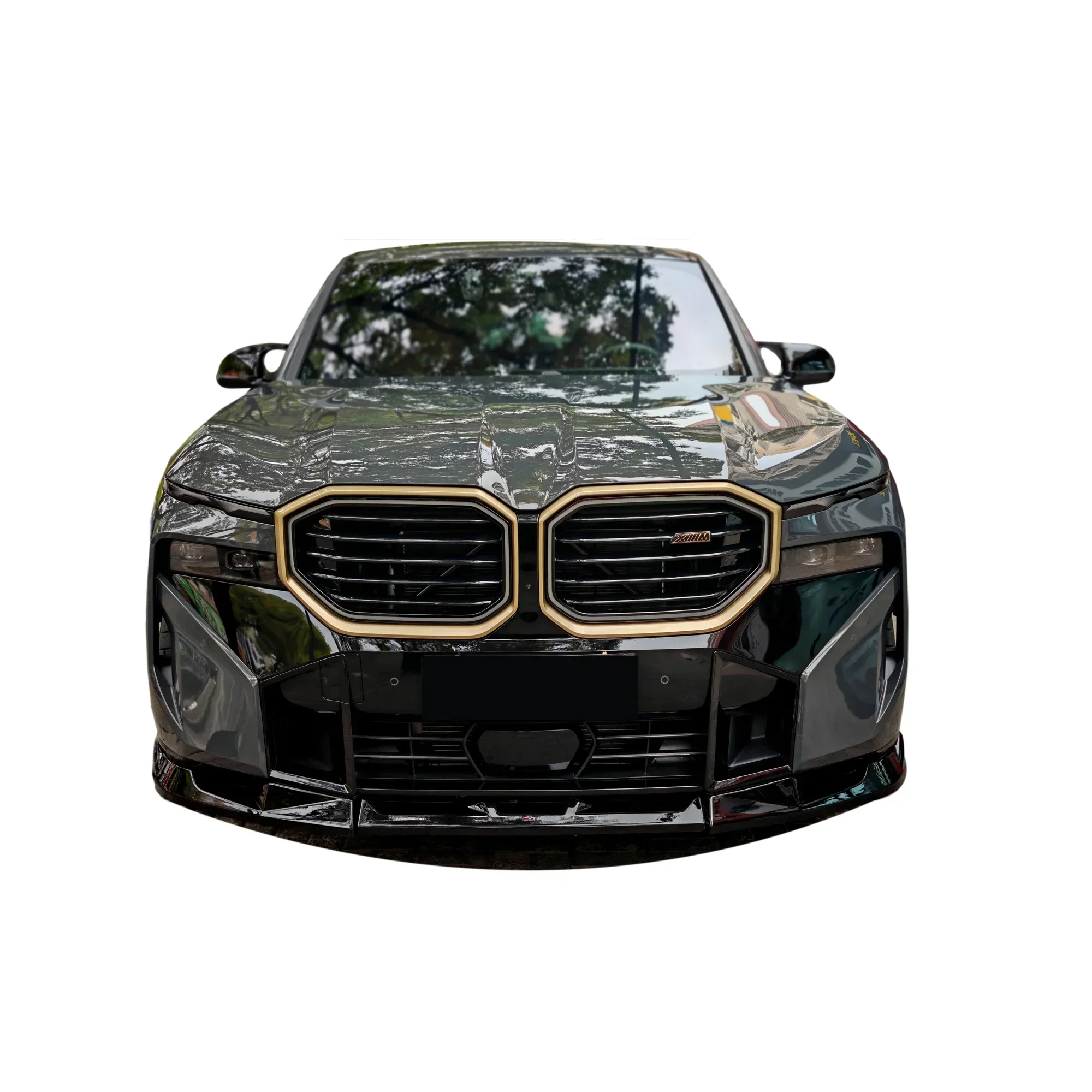 small body kit for BMW XM G09 with front lip rear diffuser side skirts roof spoiler glossy black fiber glass material