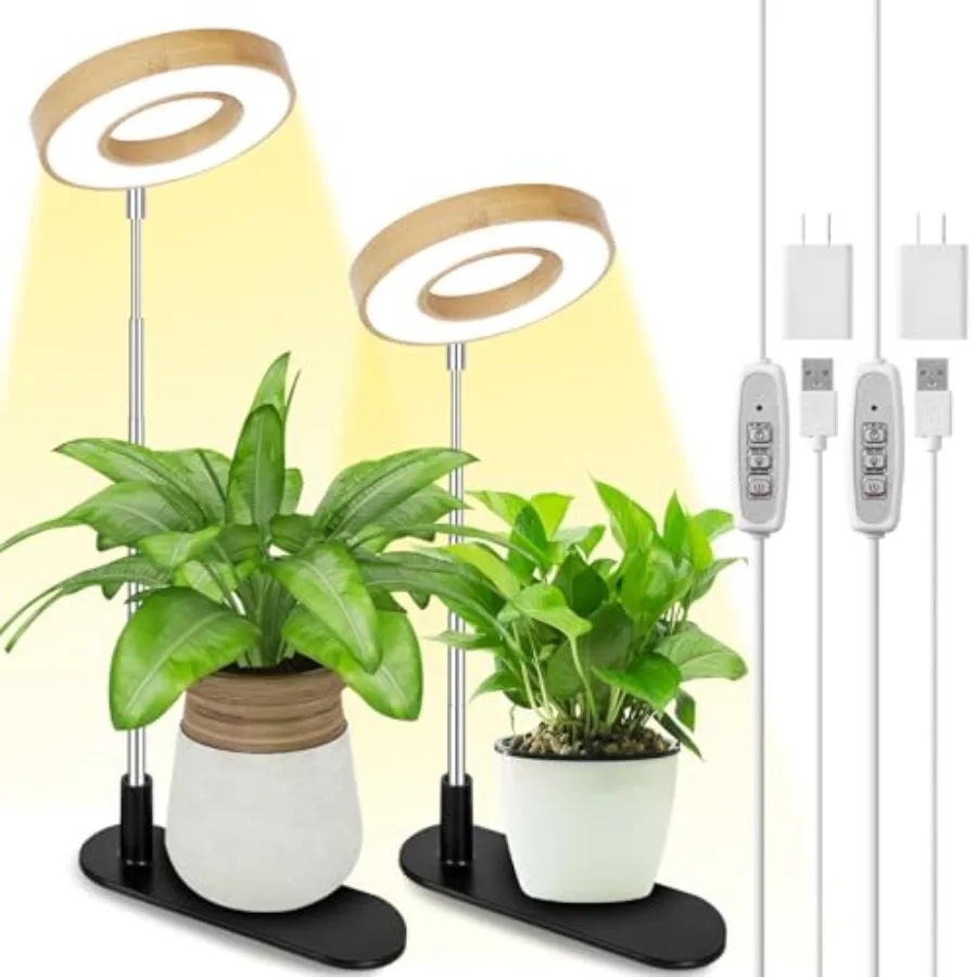 Desktop Grow Light, LED Plant Lamp with Full Spectrum, 4 Adjustable Brightness Levels, 4H/8H/12H Auto Timer for Indoor Plants G