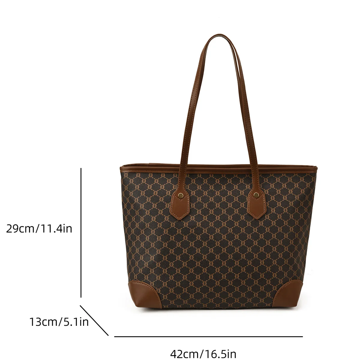 Classic Retro Ladies Tote Bag Geometric Shoulder Bag Large Capacity Wear-resistant Handbags for Commute Work