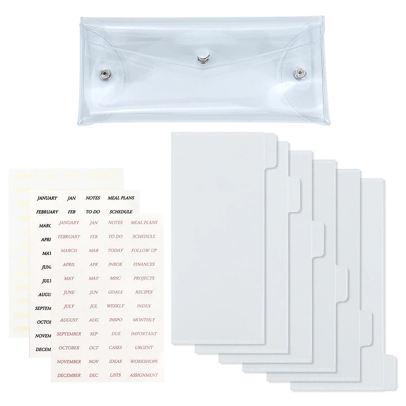 6 Divider 3 Stickers in Wallet Bag Transparent Saving Challenge Set Separated PP Savings Cash Envelope Budget Notebook Accessory