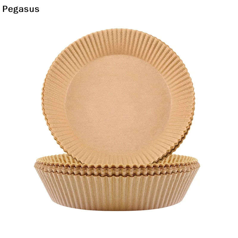 [S]50Pcs Air Fryer Disposable Parchment Paper Liner Round Shape Oil-proof Paper Tray Non-Stick Baking Mat Air Fryer Accessories