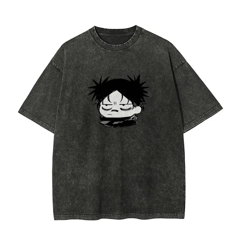 

Jujutsu Kaisen T Shirt Acid Wash Choso Chibi Funny Face Choso Anime Tee Minimalist Graphic Vintage Streetwear Shirt