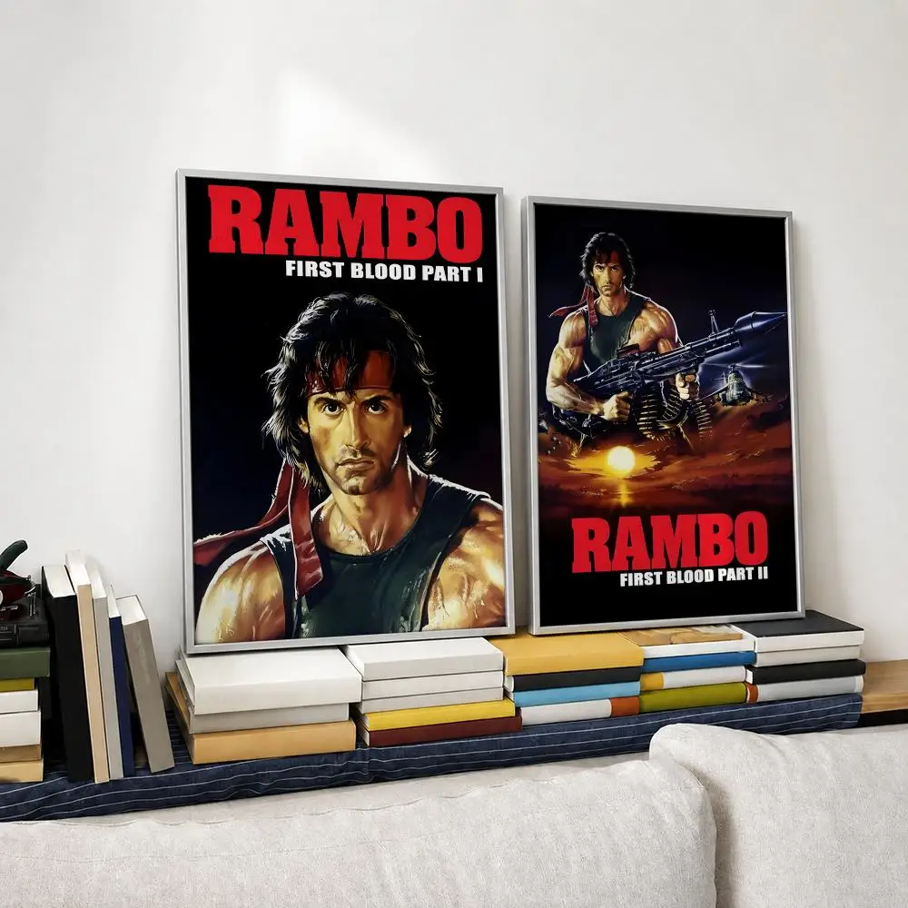 Movie First Blood / Rambo Poster Self‑Adhesive Waterproof PP Poster Coffee House Bar Wall Art Sticker Room Home Decor
