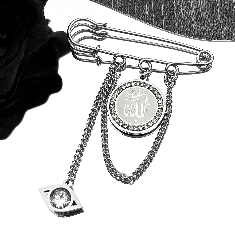 

Retro Islam Muslim Quran Brooch Men Women Stainless Steel Trend Charm Clothing Accessories Allah Amulet Safety Pin Jewelry Gift