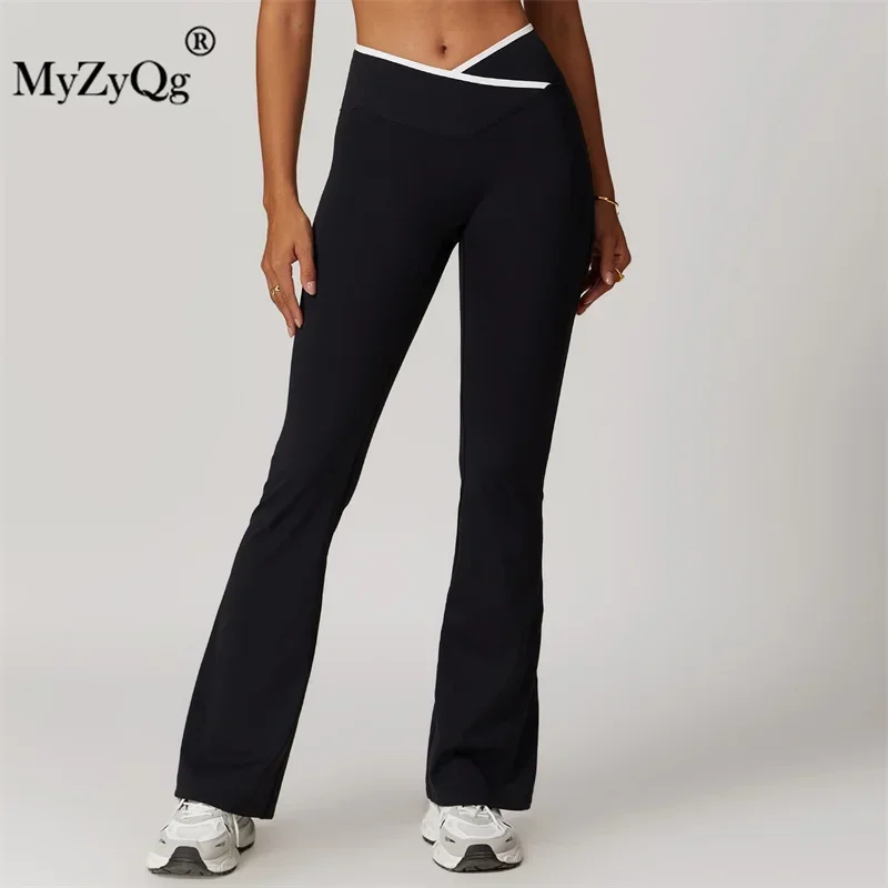 MyZyQg Women Skinny Yoga Leggings Micro Crossover High Waisted Wide Leg Flared Pants Women Sports Fitness Pants