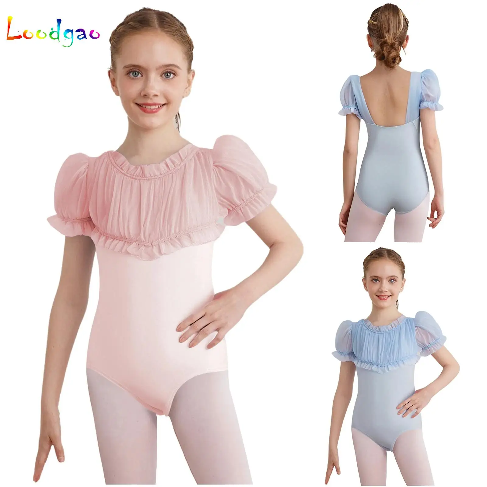 

Gymnastics Leotard Girls Ballet Dance Practice Performance Costume Sheer Ballet Tumbling Unitard Ballerina Bodysuit Dancewear