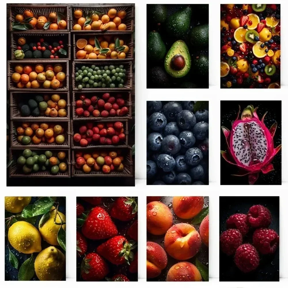 1PC Frameless  Fruit Vegetable Food Seasoning Dessert Poster Print Wall Art Pictures Canvas Painting Wall Pictures for Living Ro