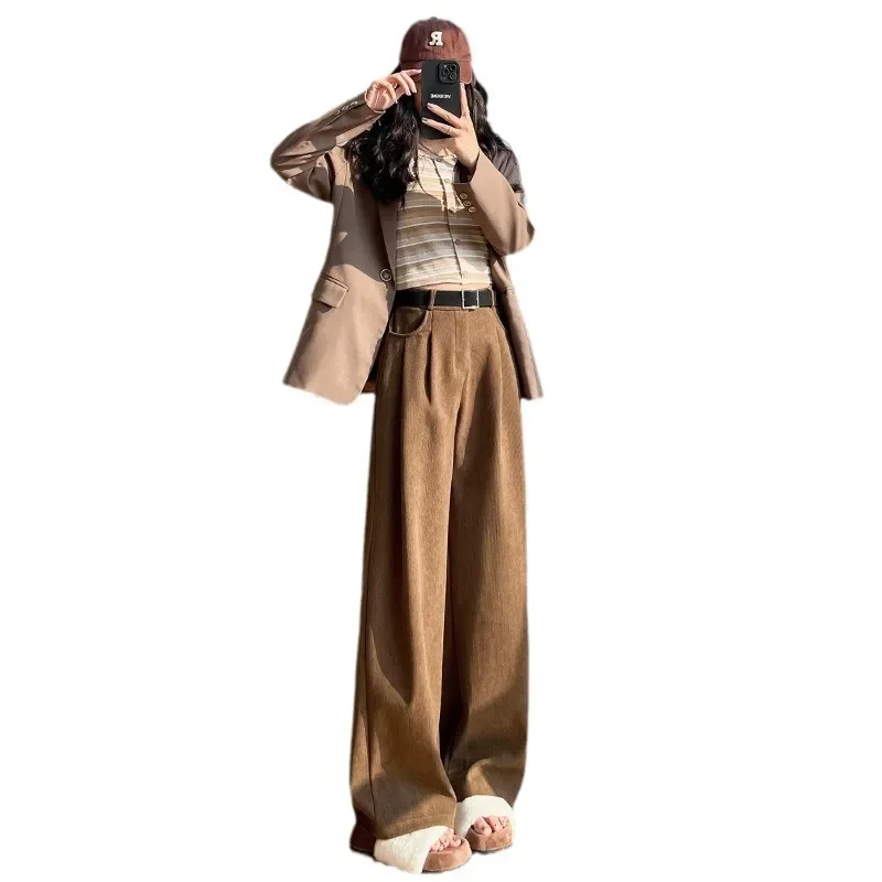 Suit Pants Spring Autumn New Look Slim Straight Leg Casual Pants High Waist Drop