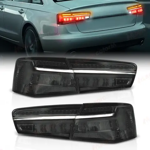 아우디 A6 A6L 2012 2013-2016 C7 후면 경고 브레이크 라이트 다이나믹 턴 시그널 미등 자동차 액세서리 용 LED 테일 램프 어셈블리