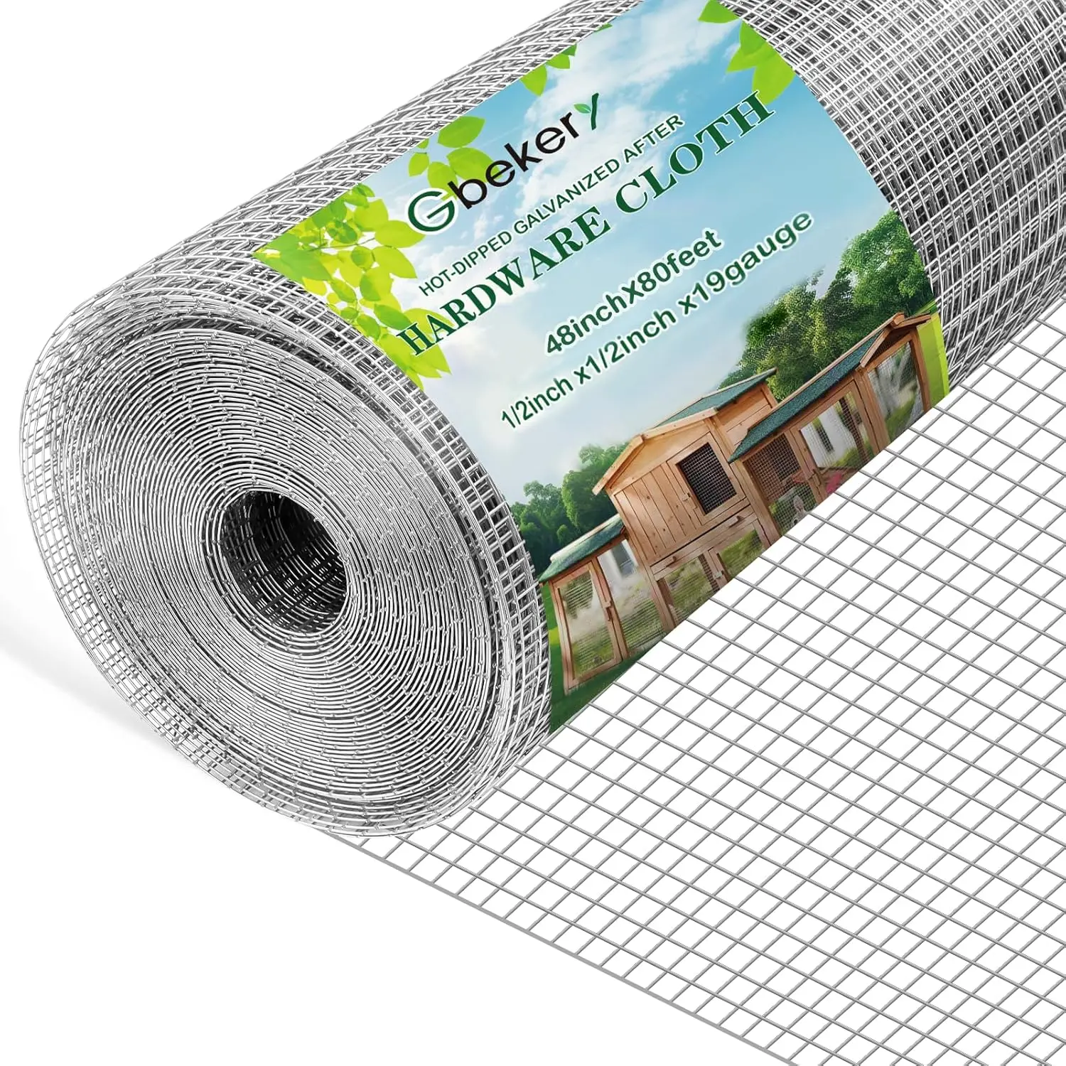 

1/2 Inch Galvanized Chicken Wire Fence Roll, 48in x 80ft, Heavy Duty for Garden and Animal Enclosures