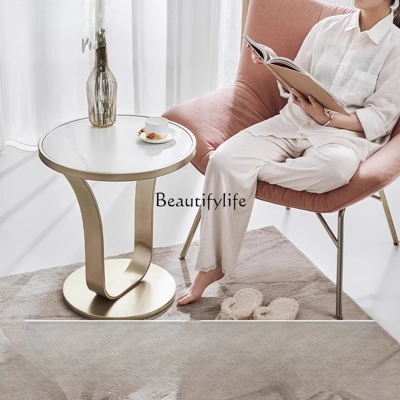 

Round edge few living room rock slab small round table balcony small table