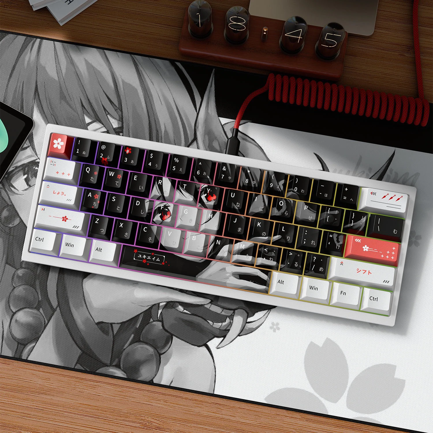 74 Keys Yuki Aim Anime Keycaps Cartoon PBT Keycap Chreey Keycaps Japan Key Cap Dye-sub Mechanical Keyboard Caps for Mad68/ez63