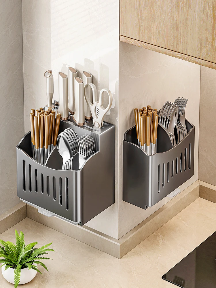 

Кухонное хранилище из нержавеющей стали, держатель для ножей, клетка для трубки Chopstis, встроенная ложка, клетка для чоптиса, клетка для хранения ножей elf N...