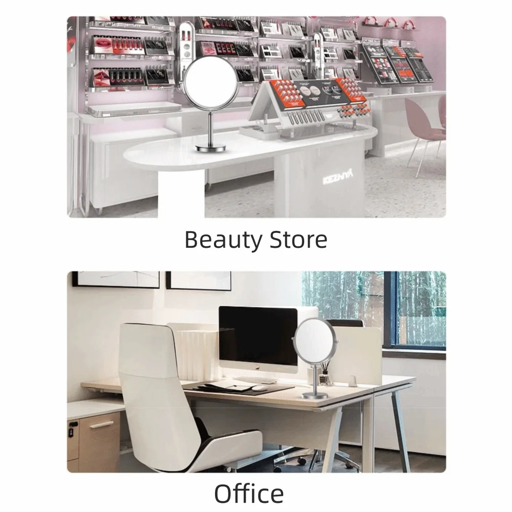 Miroir de maquillage de bureau Double face, miroir cosmétique rond rotatif à 360 degrés, miroir de vanité pivotant étanche haute définition