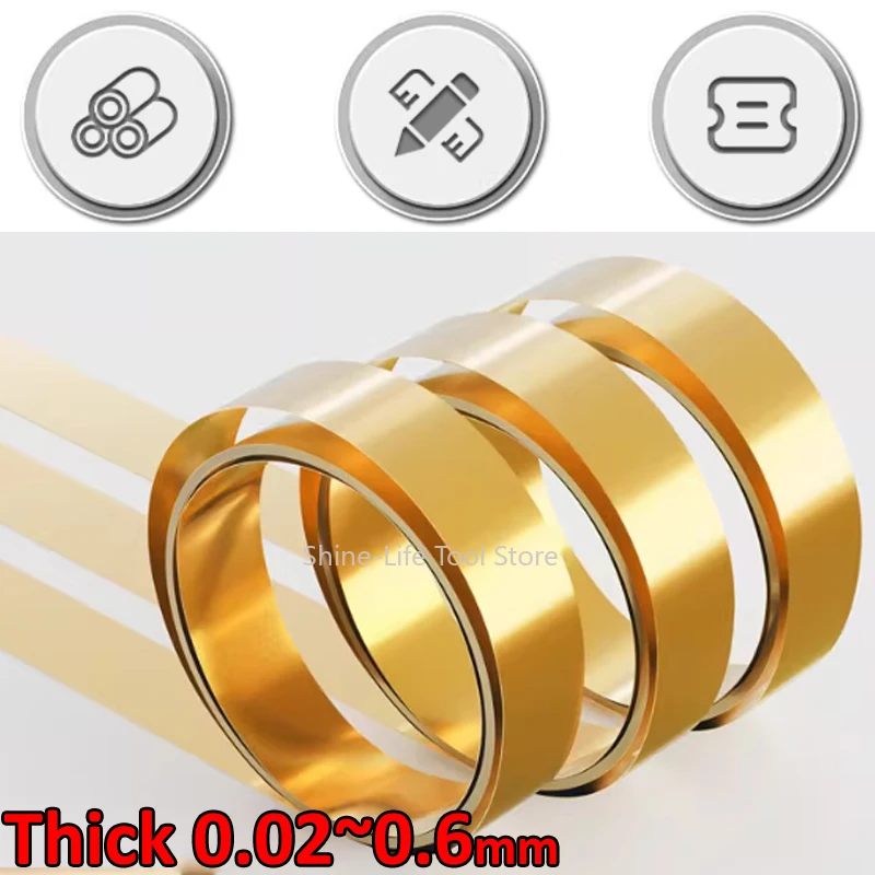 Thick 0.02 0.03 0.05 0.1 0.15 0.2 0.3 0.4 0.5 0.6mm H62 Brass Strip Yellow Copper Foil Plate Brass Thin Sheet  Width 5-300mm