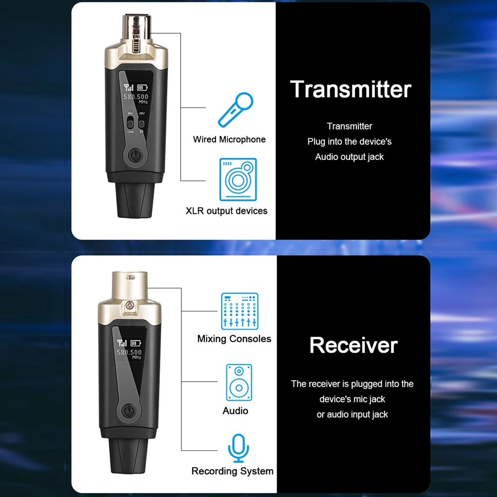 

УВЧ-микрофонная система, преобразователь, 1000 мАч, микрофон, беспроводной передатчик, приемник, HD-экран для потокового микшера в реальном времени