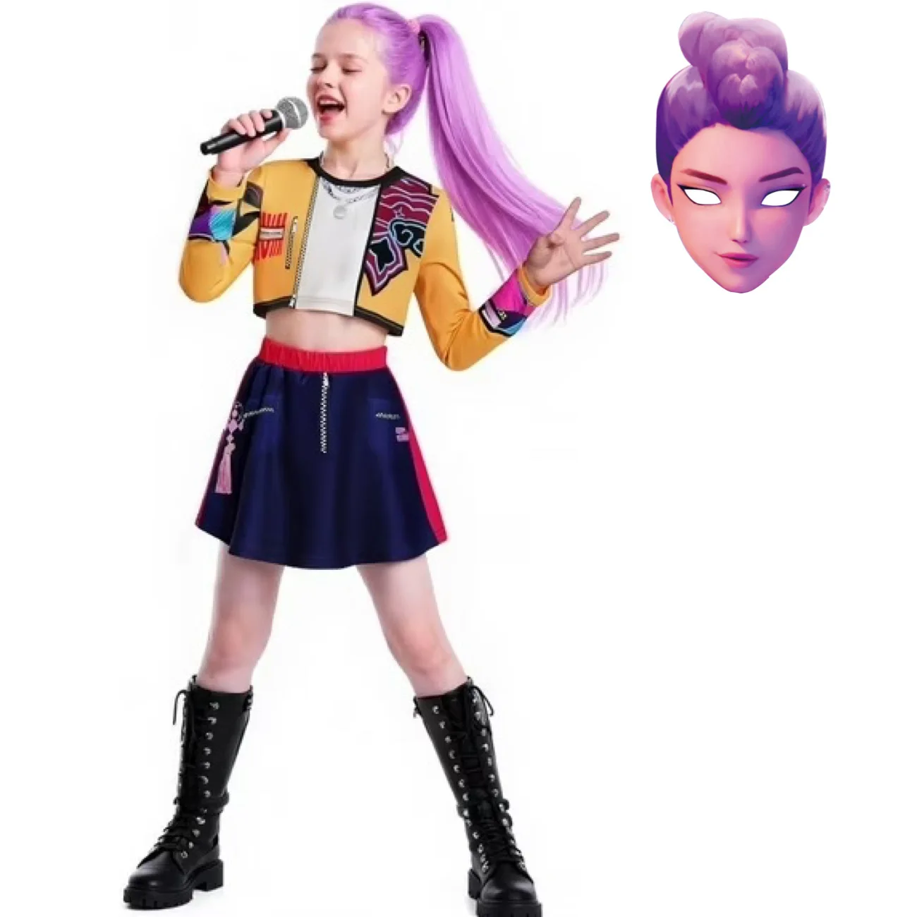 أزياء الهالوين للفتيات زوي KPop شيطان الصيادين أزياء تنكرية للأطفال هنتركس رومي زي أداء المسرح للفتيات من سن 3 إلى 14 سنة #3