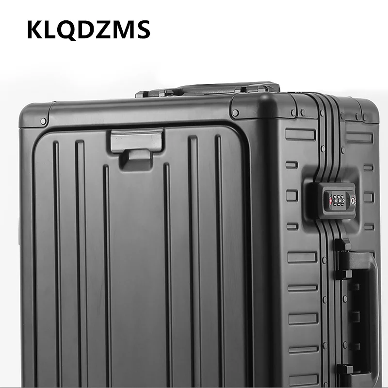 KLQDZMS Suitcase Front Opening Boarding Box Full Aluminum Magnesium Alloy Trolley Case 20 